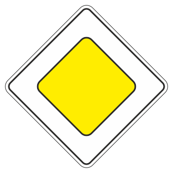 Дорожный знак 2.1 «Главная дорога» (металл 0,8 мм, I типоразмер: сторона 600 мм, С/О пленка: тип Б высокоинтенсивная)